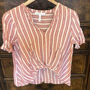 BCBG Generation dusty pink and white stripped shirt